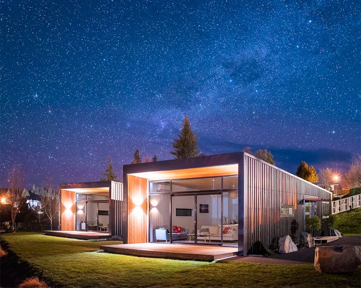 Two modern villas and an incredible night sky filled with stars.  