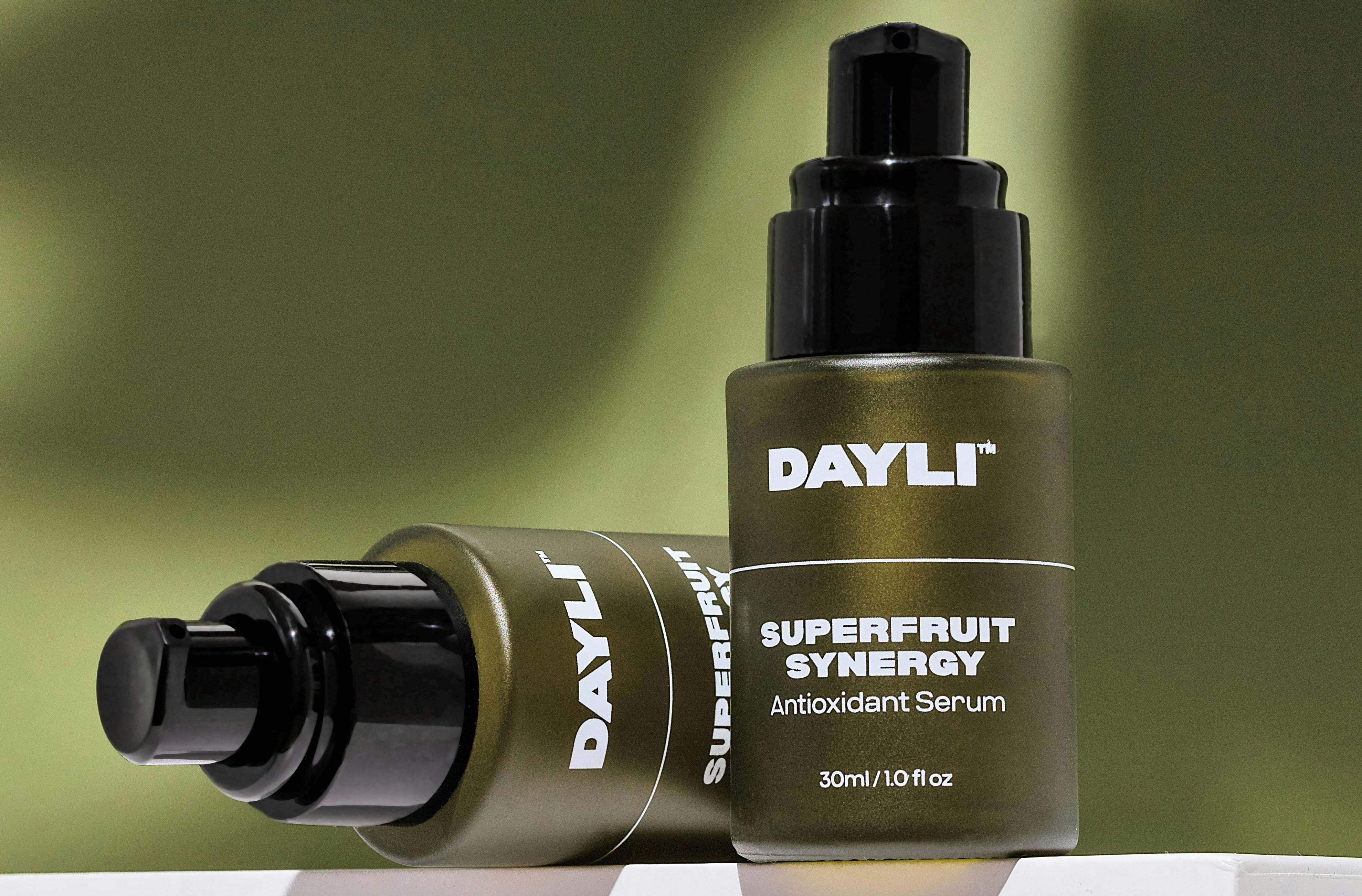 Bottles of Dayli skincare