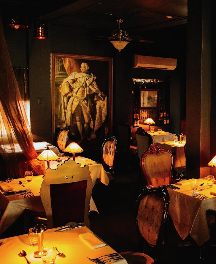 interior of a moody restaurant