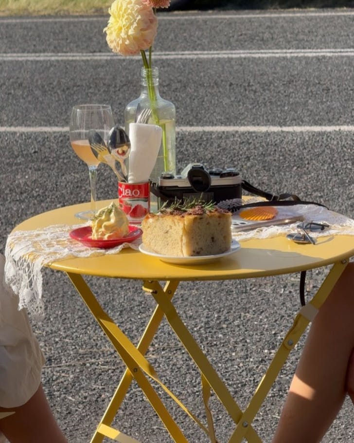 Dell's Mediterranean food set up on an outdoor table at Coorabell Hall