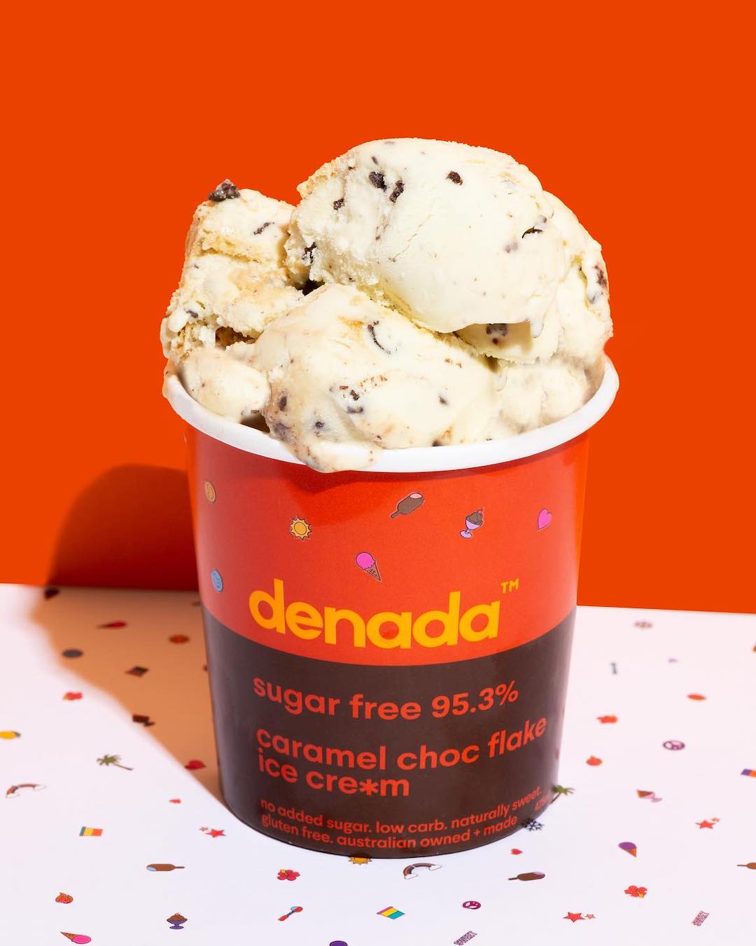 a tub of Denada sugar free ice cream