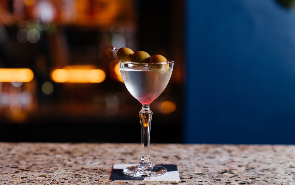 a dirty martini from Pooles Temple in Perth