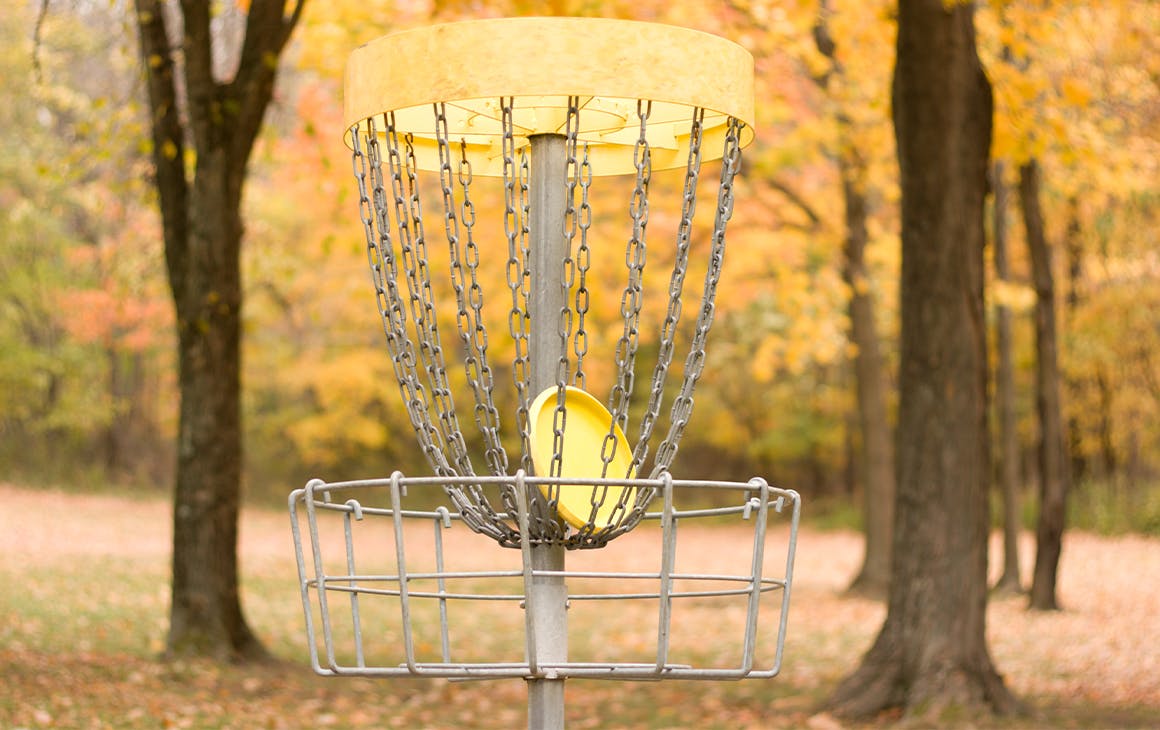 Disc Golf Basket in a park