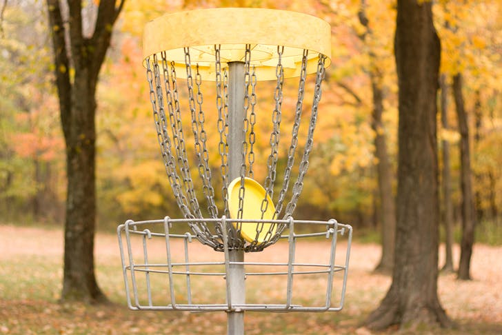 Disc Golf Basket in a park