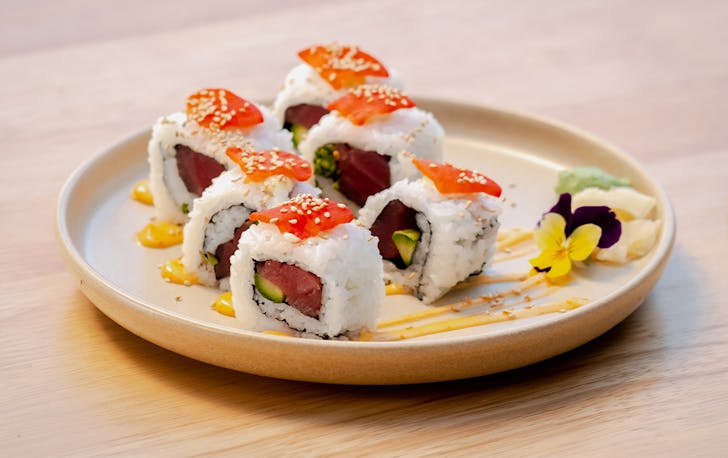 a plate of sushi