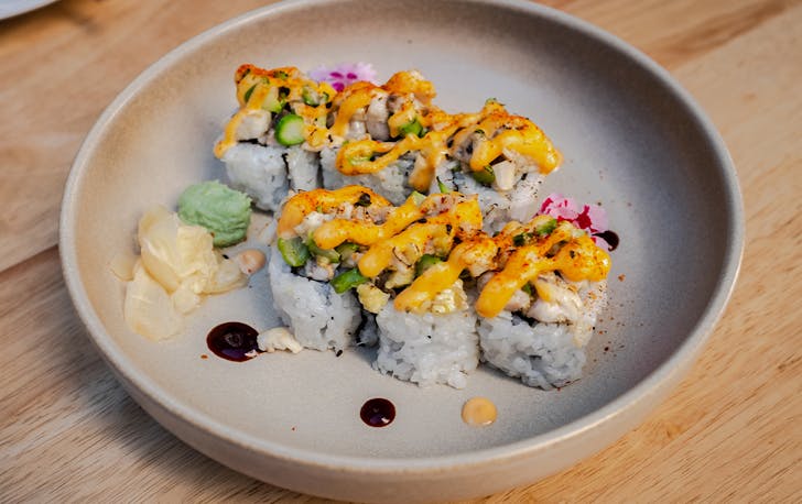 a plate of sushi