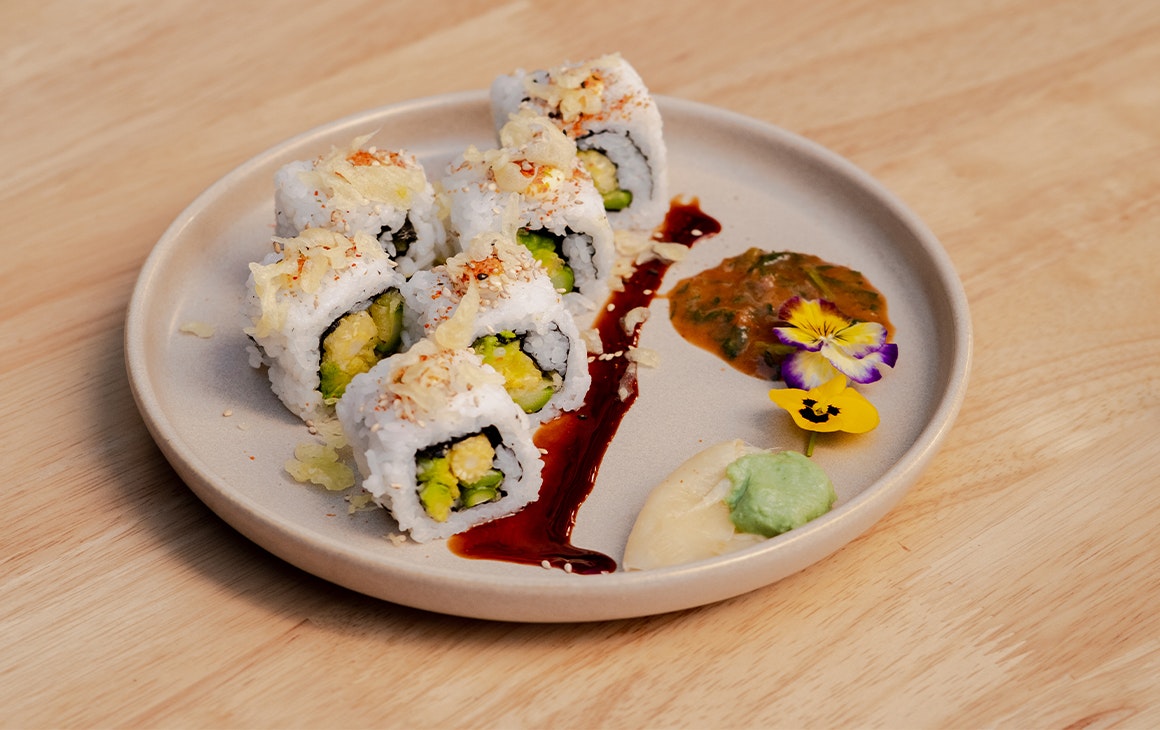 a plate of sushi