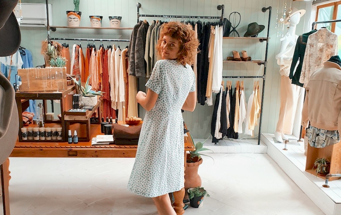 a woman in a vintage store down south