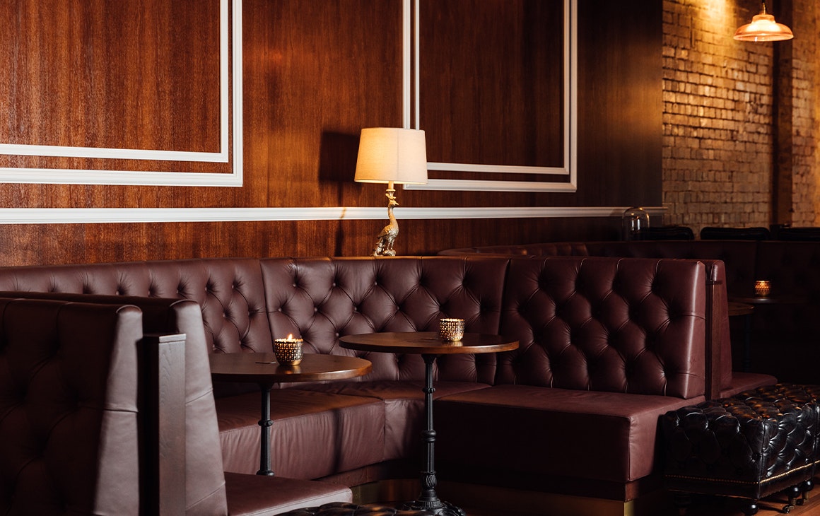 a large leather booth