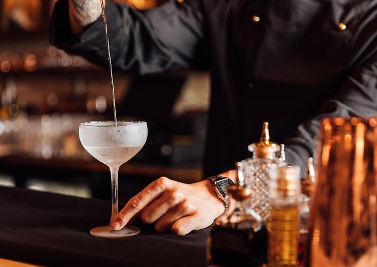 a martini being poured