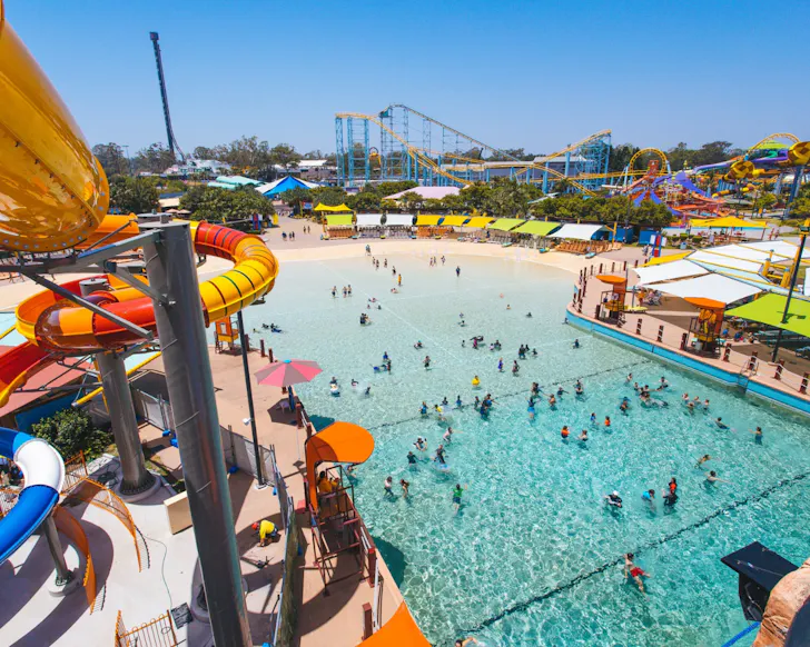 Dreamworld waterpark and slides.