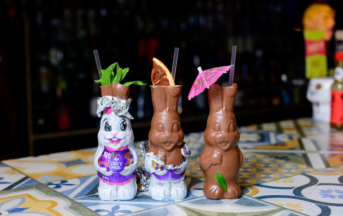 three chocolate bunny cocktails
