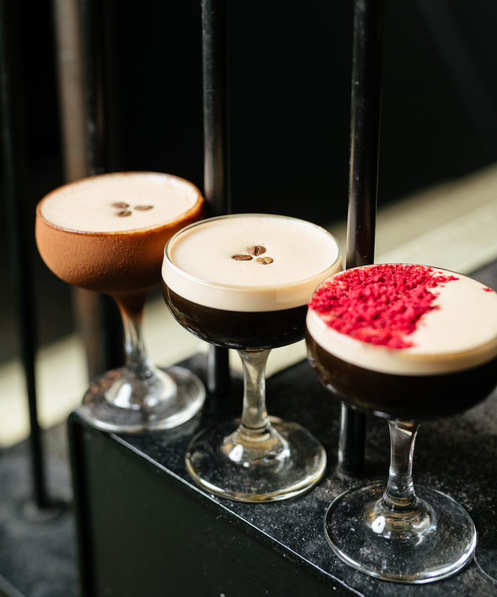 three espresso martini cocktails