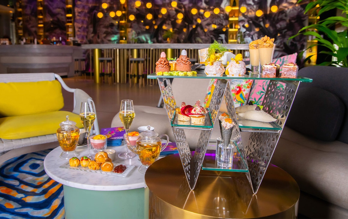 easter high tea in a w-shaped tray
