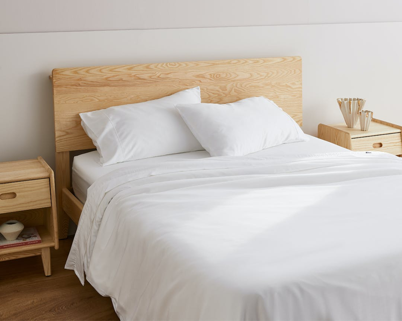 The pure bamboo sheets from Ecosa are smooth and inviting in classic white