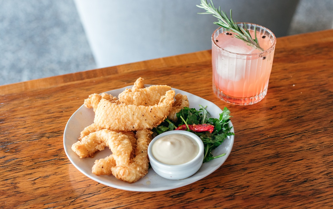 calamari and a cocktail