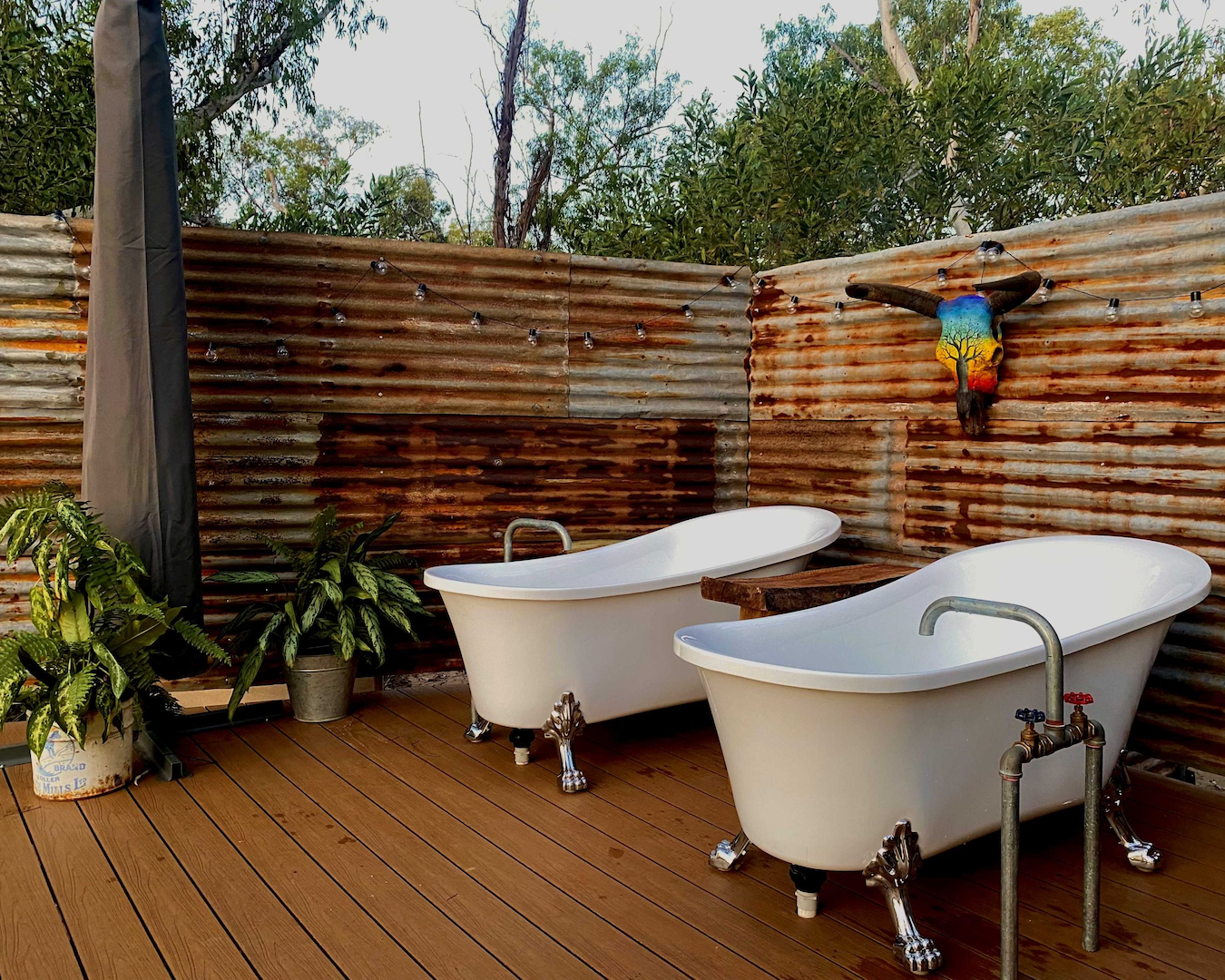 Two outdoor baths at a WA station stay