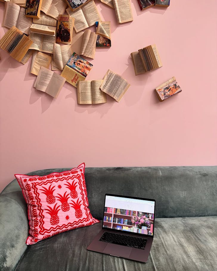 A cosy couch nook at Enamoured Books bookstore.