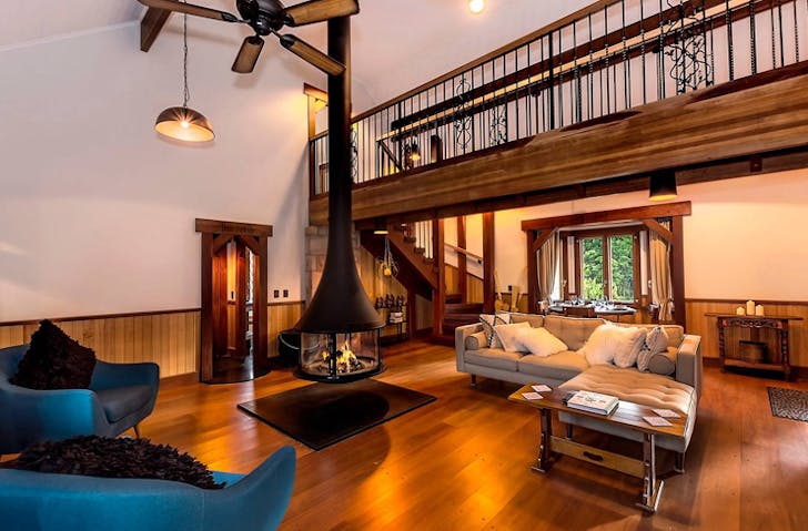 the interior of a cottage