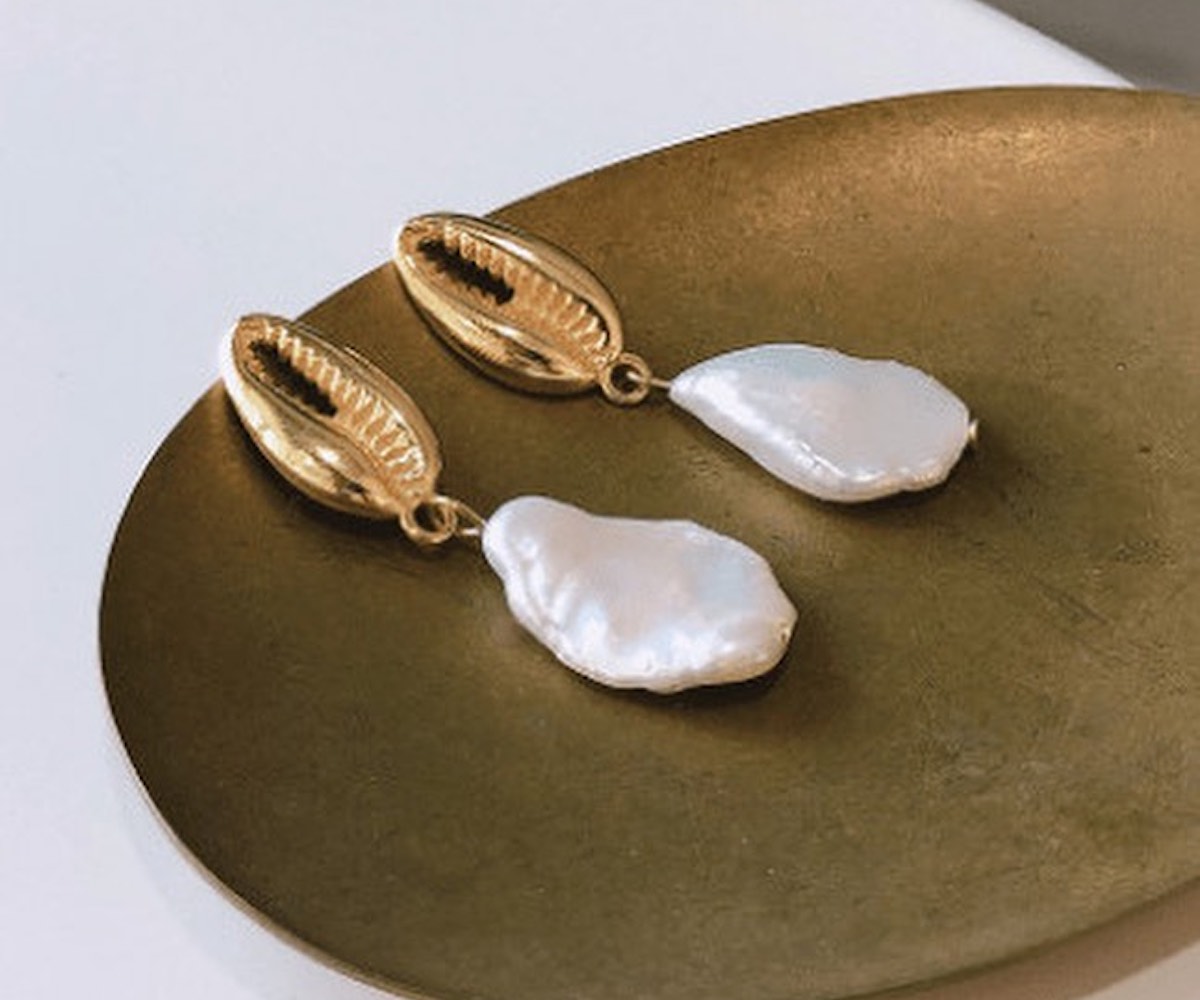 two gold and pearl earings