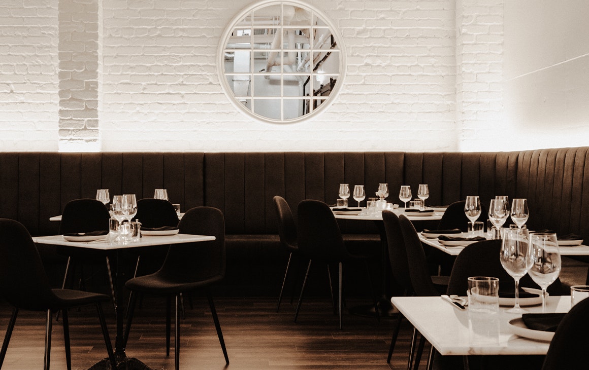 black leather banquet seating