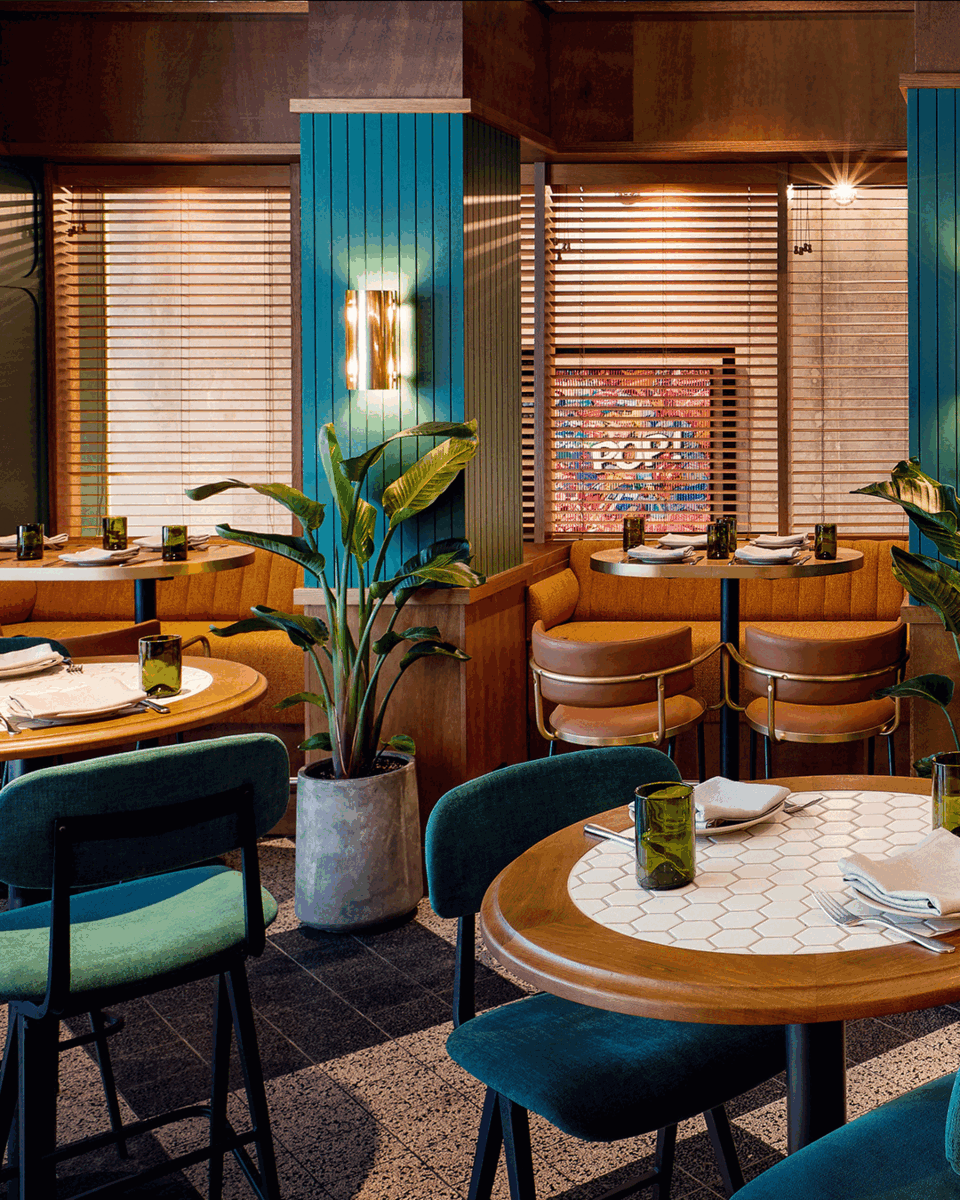 A gif of the Lona Misa's interior and signature dishes.