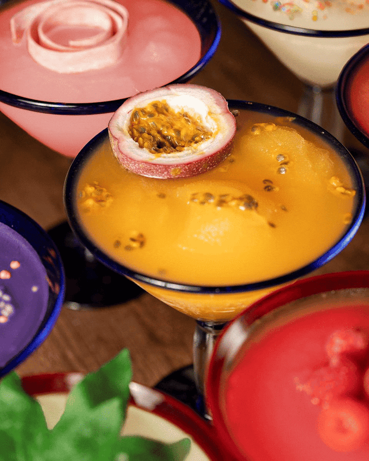 A gif of El Camino's Frozen Margaritas and The Cauli Cartel taco