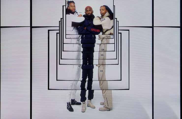 A group of models wearing the Tommy Hilfiger x Timberland collection