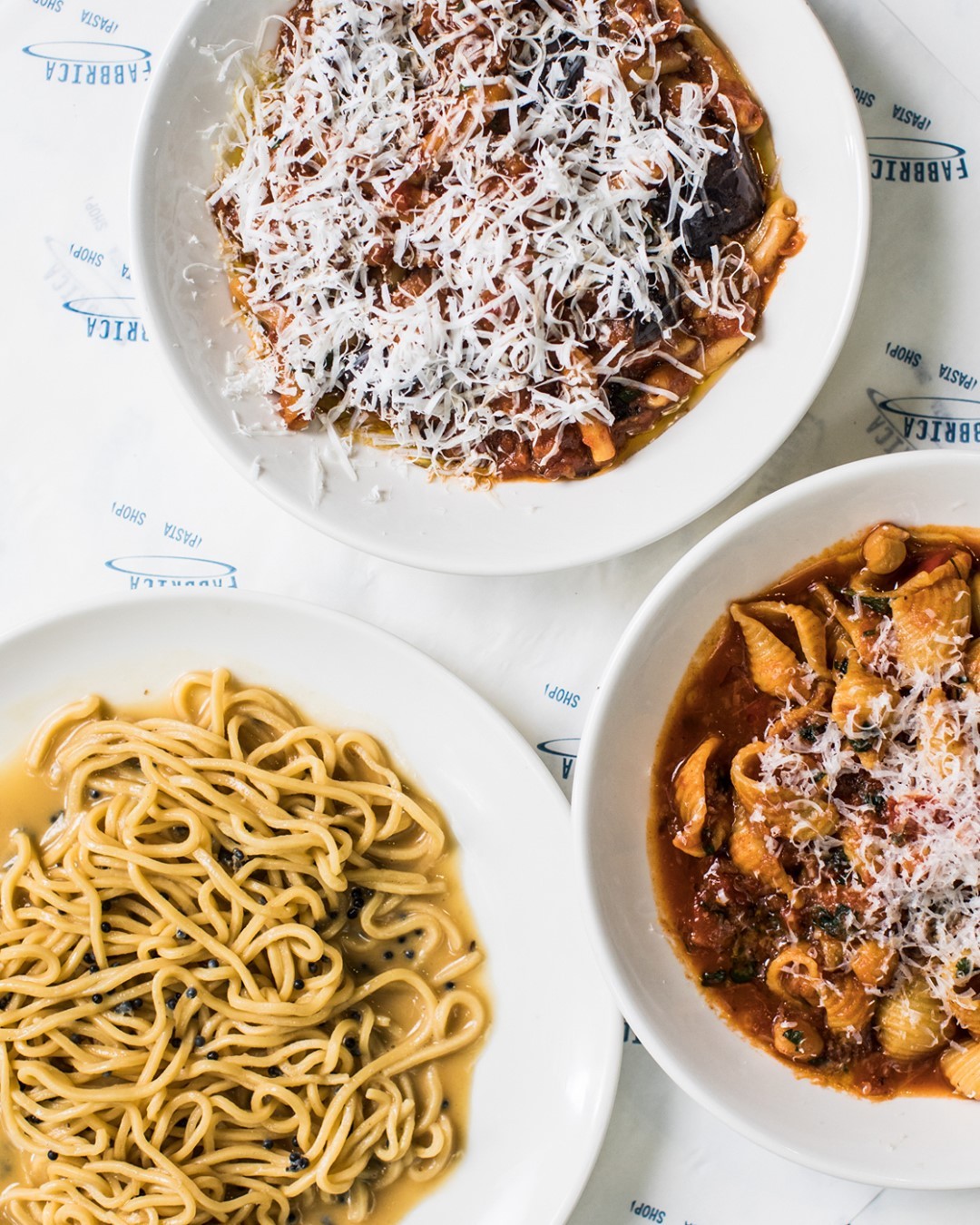 three pasta dishes