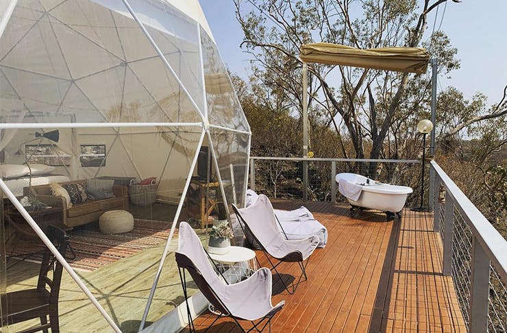 a see-through dome tent