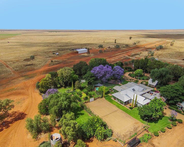 A view of Corynnia Station farm stay NSW from the air