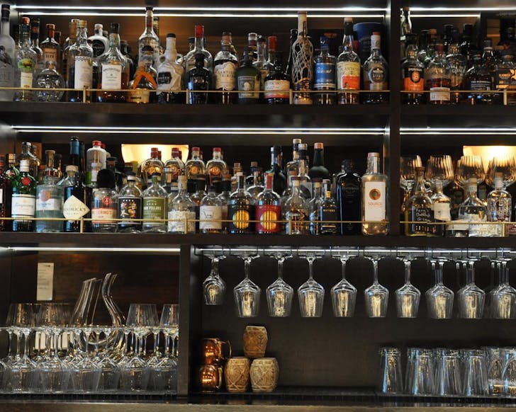 The backbar at Ferg's Bar in Queenstown