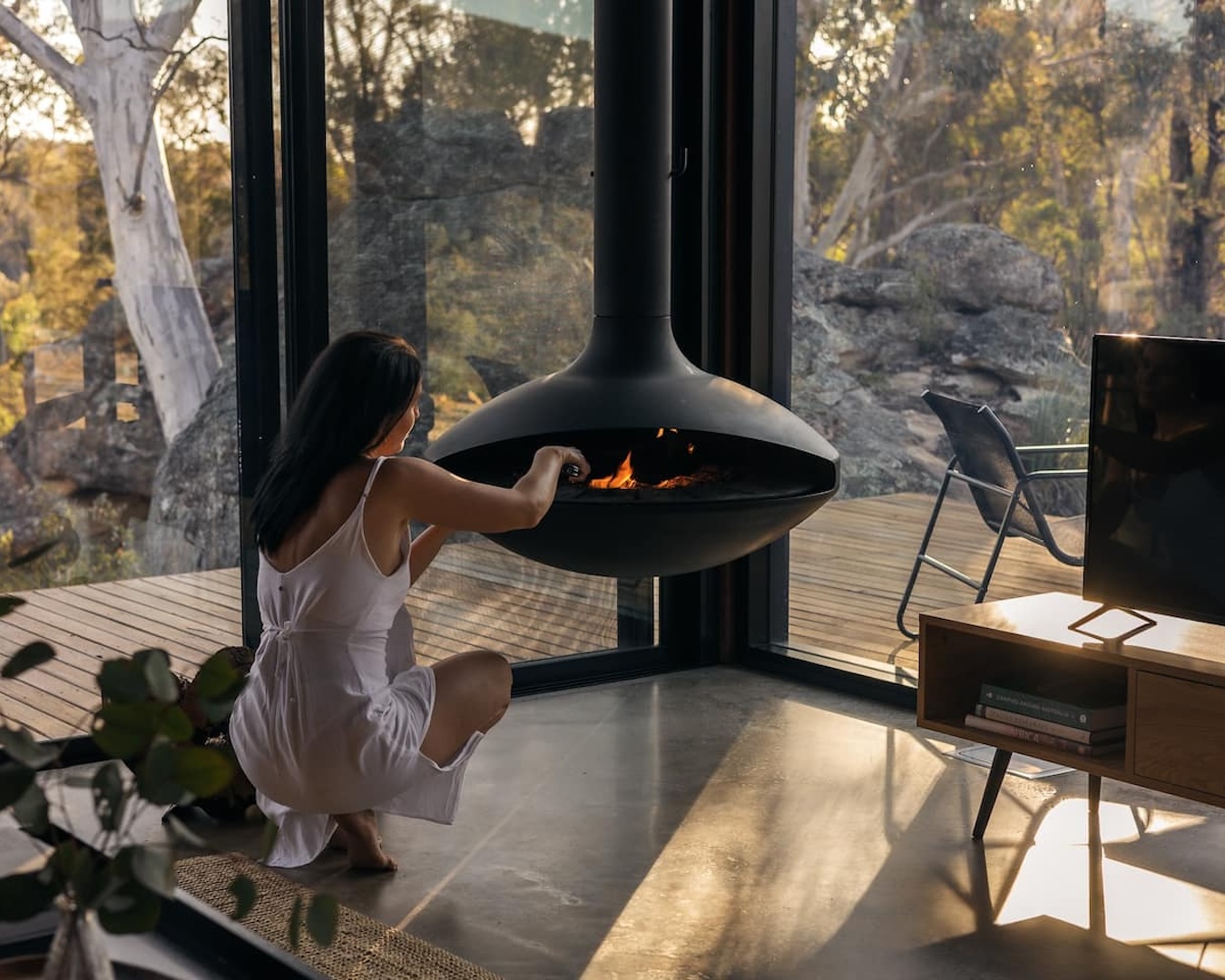 fireplace airbnbs nsw wambal cabin