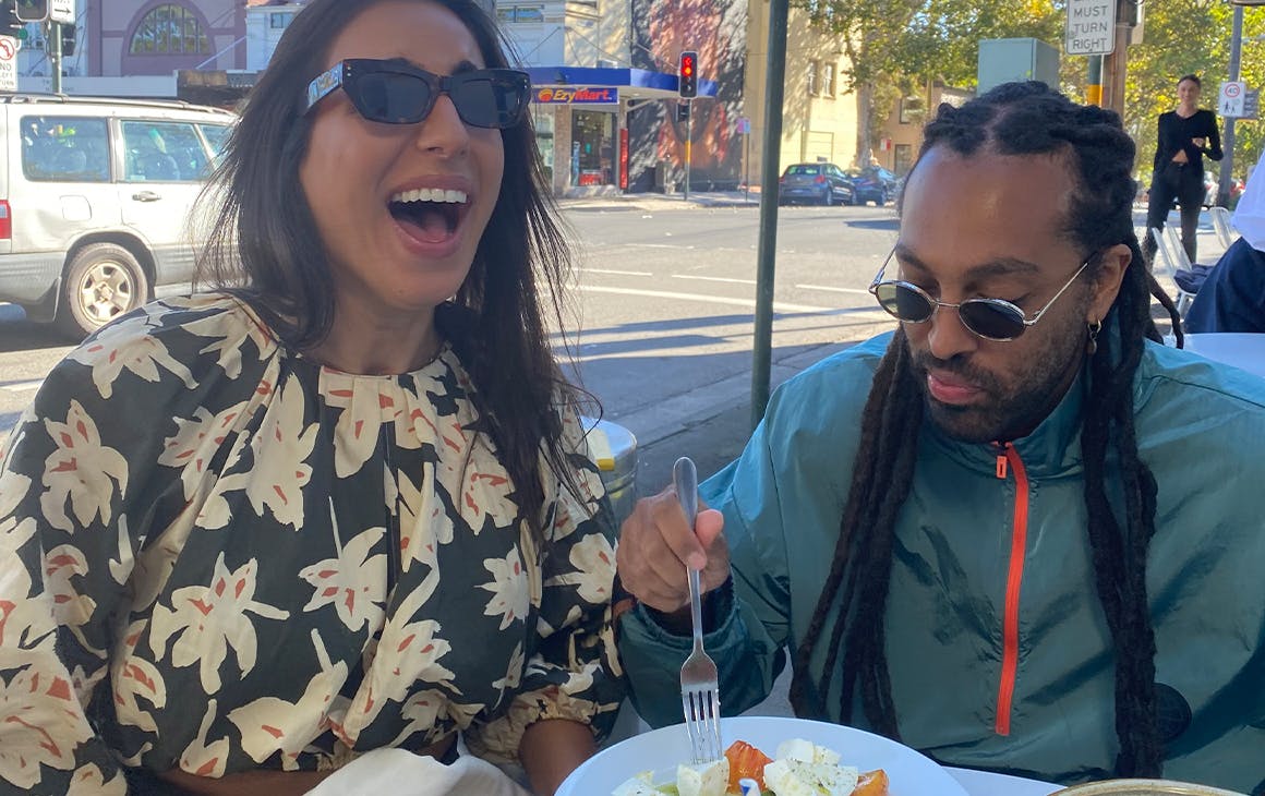 two people eating dinner 