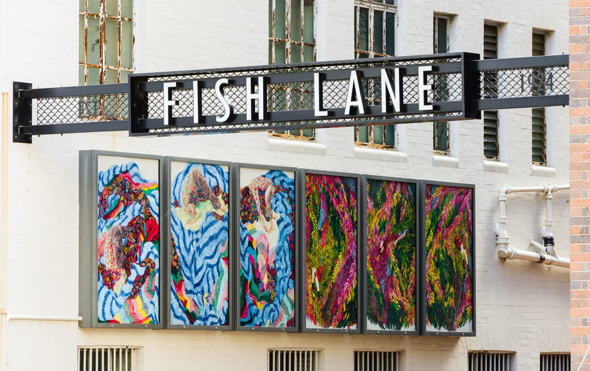 sign over entrance to fish lane 