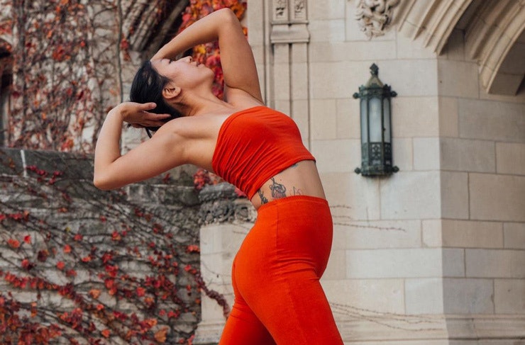 A woman dances in Hara the Label's Frankie Flares. 