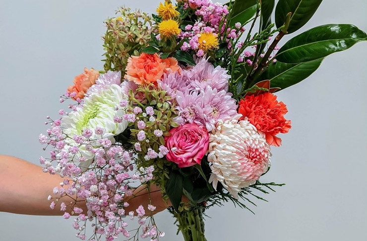 A bunch of bright flowers