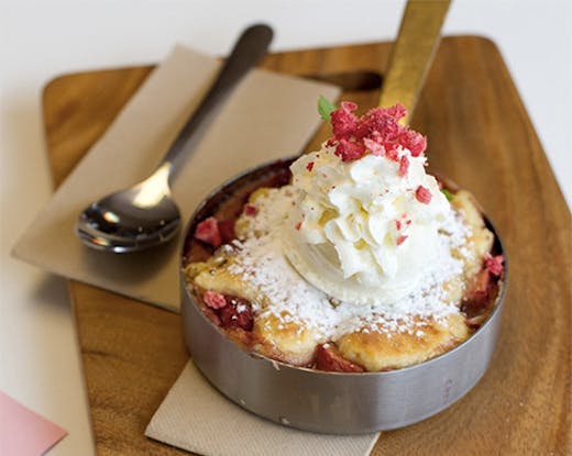 A delicious looking waffle at the Flour Mill