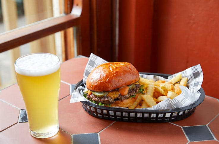 A burger from Forrester's Pub Surry Hills. 