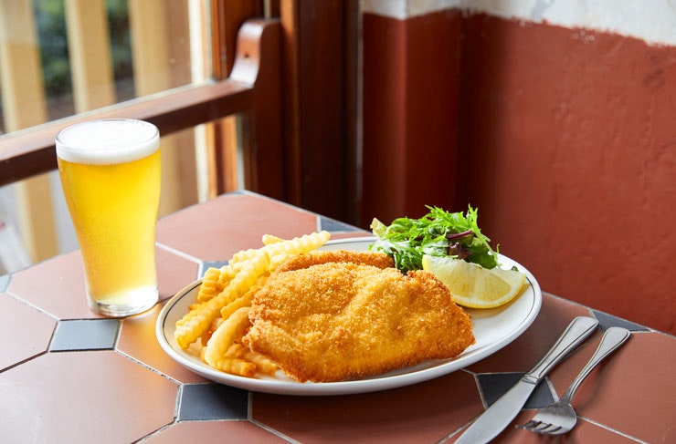 The schnitzel at Forrester's Pub Surry Hills. 