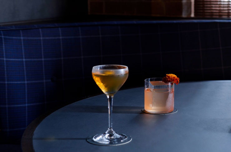 Two gin cocktails from Four Pillars Gin Laboratory Sydney. 
