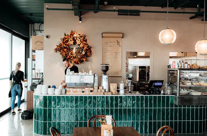 The interior of FRANK cafe in Hamilton.