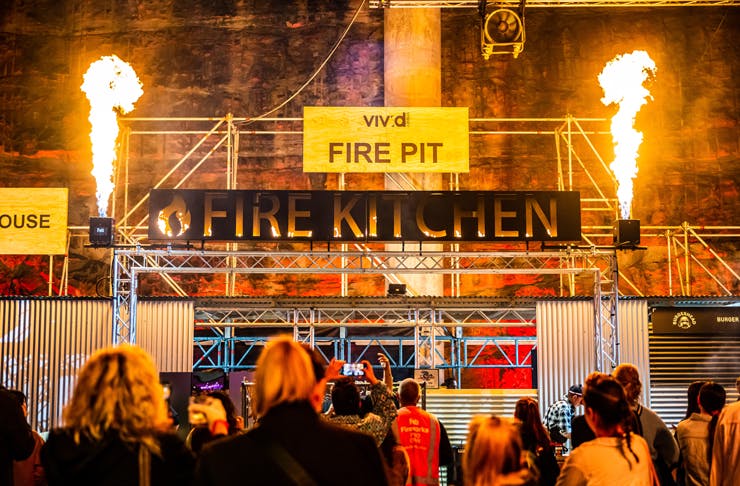 The Vivid Sydney Fire Kitchen, which is free to enter with cheap street food and drink available. 