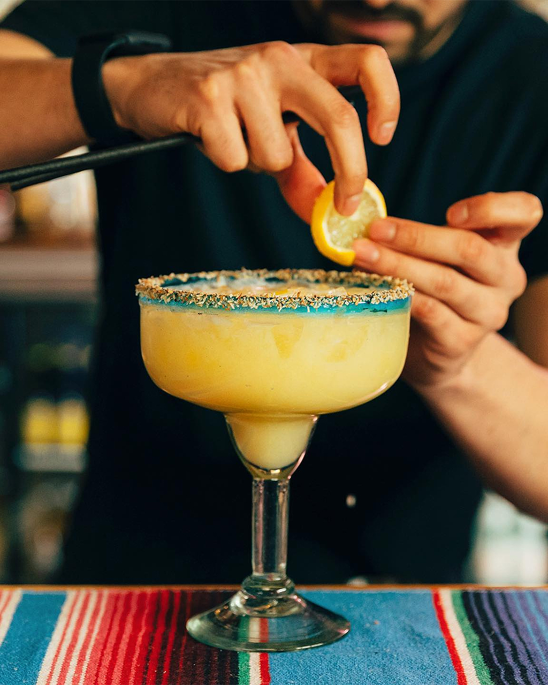 A margarita being expertly prepared at Frida Cocina.