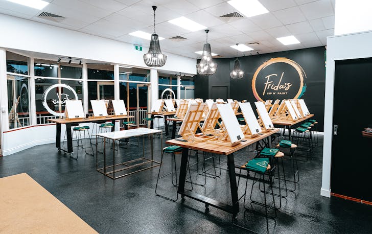 a black painted painting studio