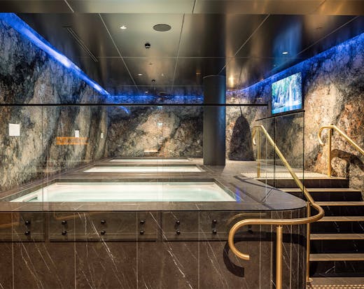 several plunge pools in a room