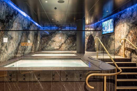 several plunge pools in a room