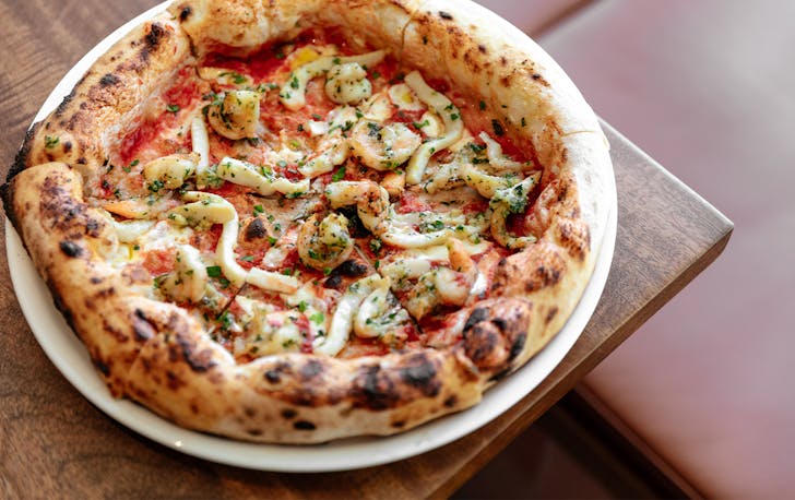 a calamari pizza