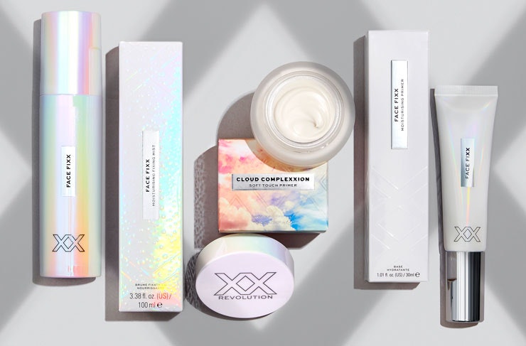 Products from the Revolution XX makeup line. 