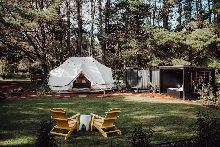 A glamping tent